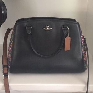 Coach leather floral satchel